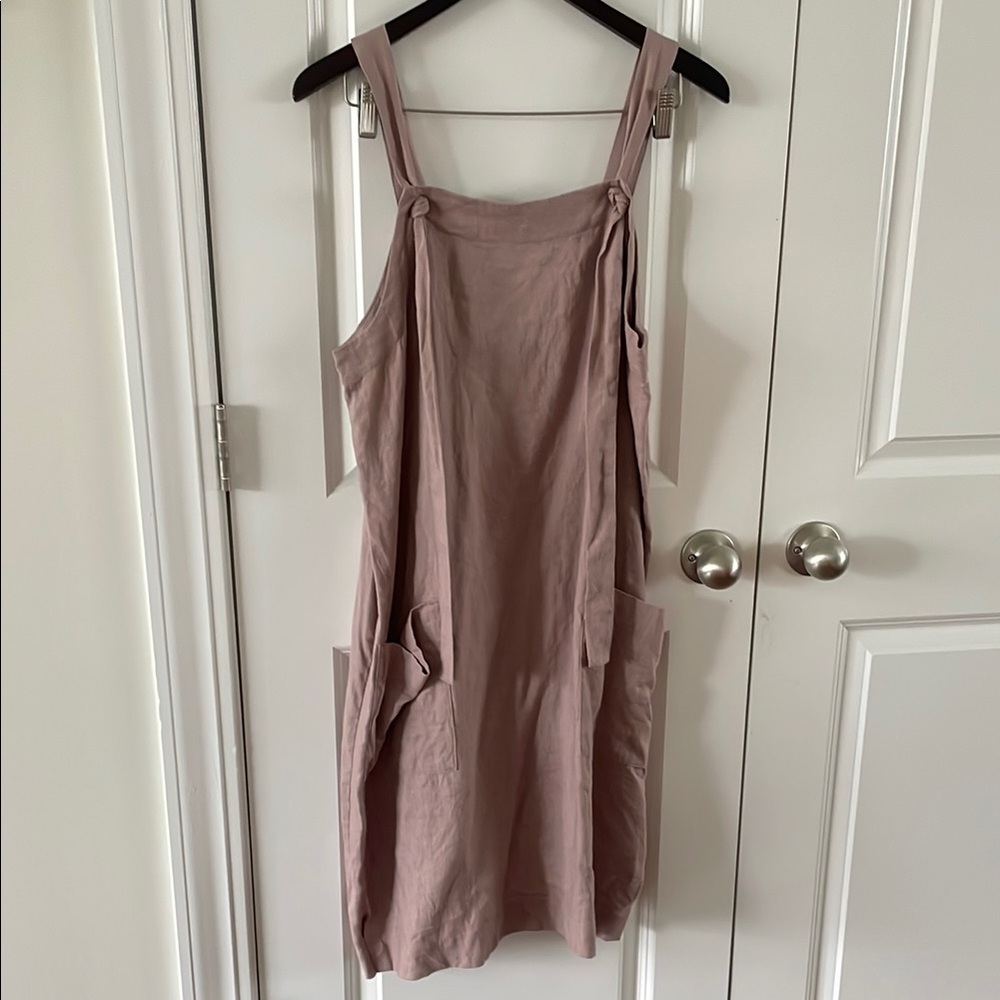 Magic Linen tie shoulder lavender purple shift dress women’s size M